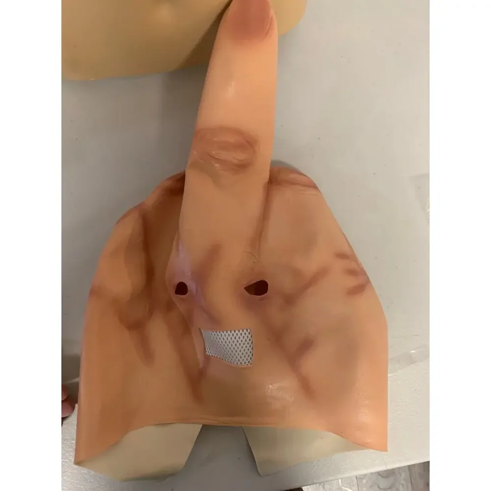 Latex Middle Finger Head Mask, Funny Prank Mask for Halloween Party Cosplay Bar